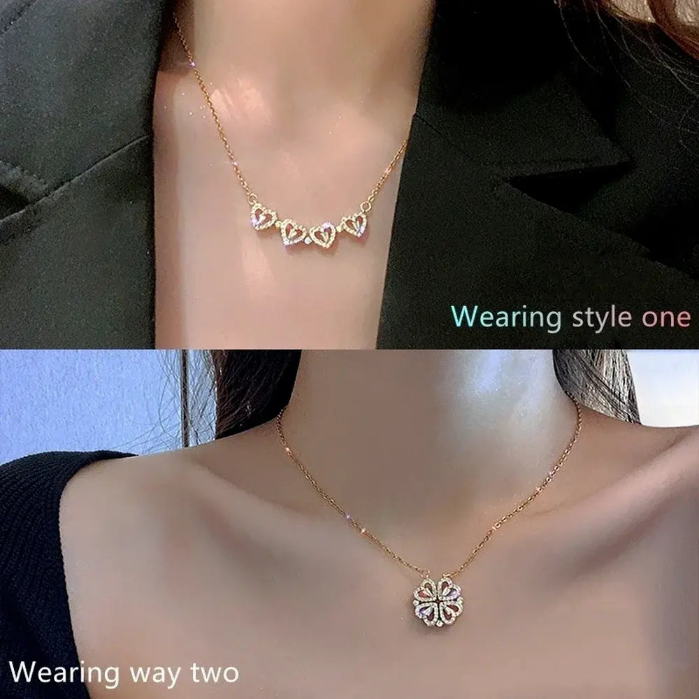 316l Edelstahl Liebe Magnetische Anhänger Halskette Für Frauen Klee Halskette Herzförmige Klee Halskette Anhänger Schmuck Geschenk