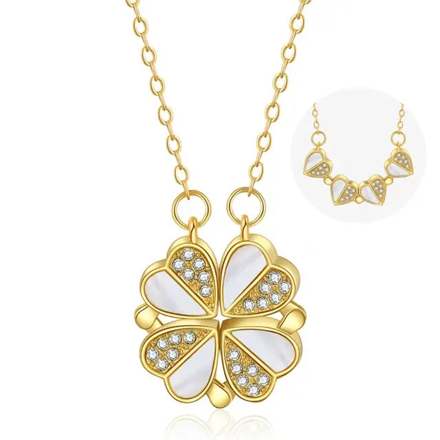 316l Edelstahl Liebe Magnetische Anhänger Halskette Für Frauen Klee Halskette Herzförmige Klee Halskette Anhänger Schmuck Geschenk