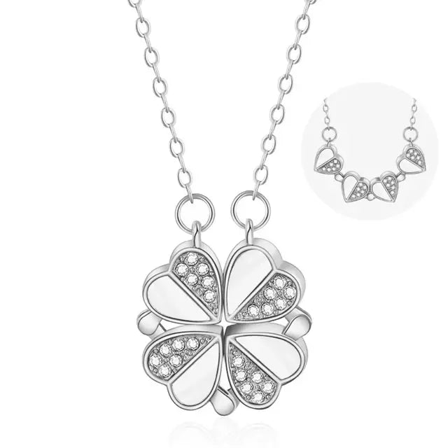 316l Edelstahl Liebe Magnetische Anhänger Halskette Für Frauen Klee Halskette Herzförmige Klee Halskette Anhänger Schmuck Geschenk