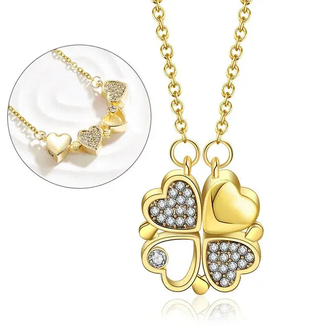 316l Edelstahl Liebe Magnetische Anhänger Halskette Für Frauen Klee Halskette Herzförmige Klee Halskette Anhänger Schmuck Geschenk