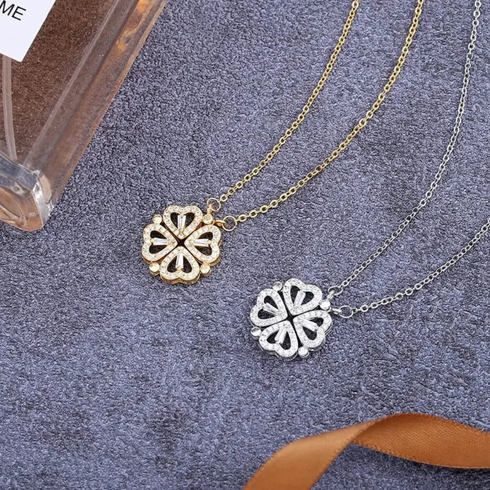 316l Edelstahl Liebe Magnetische Anhänger Halskette Für Frauen Klee Halskette Herzförmige Klee Halskette Anhänger Schmuck Geschenk