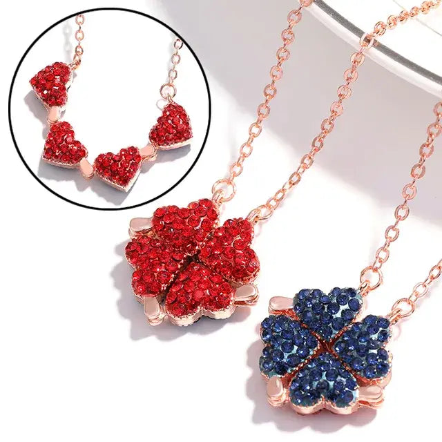 316l Edelstahl Liebe Magnetische Anhänger Halskette Für Frauen Klee Halskette Herzförmige Klee Halskette Anhänger Schmuck Geschenk