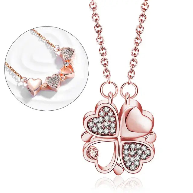 316l Edelstahl Liebe Magnetische Anhänger Halskette Für Frauen Klee Halskette Herzförmige Klee Halskette Anhänger Schmuck Geschenk