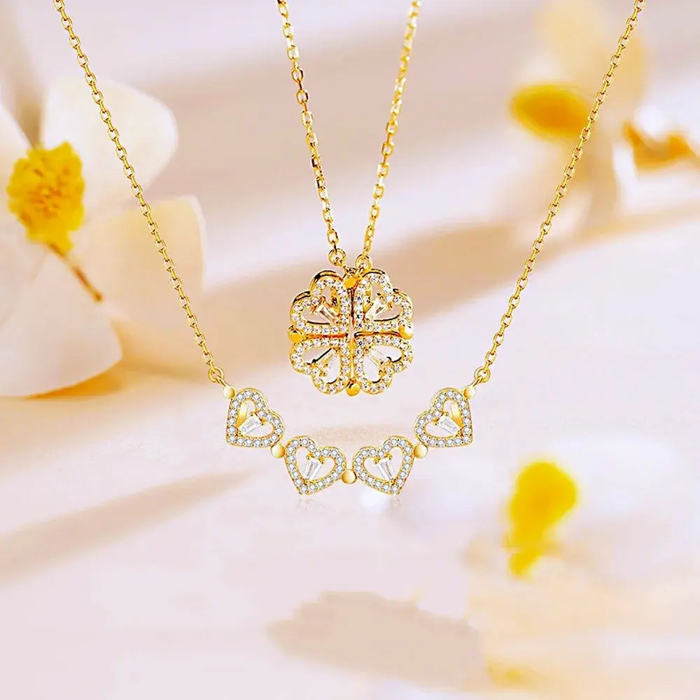 316l Edelstahl Liebe Magnetische Anhänger Halskette Für Frauen Klee Halskette Herzförmige Klee Halskette Anhänger Schmuck Geschenk
