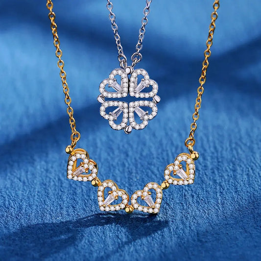 316l Edelstahl Liebe Magnetische Anhänger Halskette Für Frauen Klee Halskette Herzförmige Klee Halskette Anhänger Schmuck Geschenk