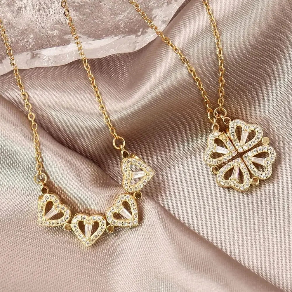 316l Edelstahl Liebe Magnetische Anhänger Halskette Für Frauen Klee Halskette Herzförmige Klee Halskette Anhänger Schmuck Geschenk