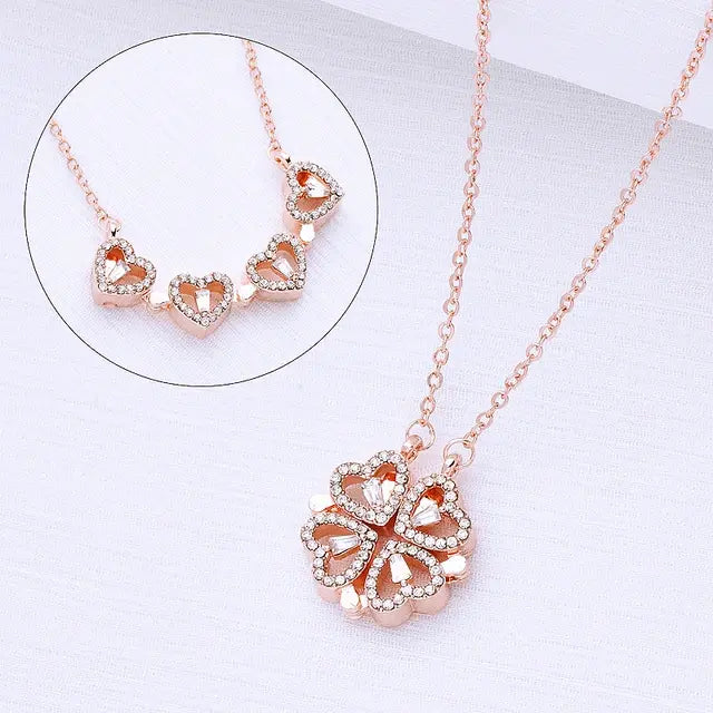 316l Edelstahl Liebe Magnetische Anhänger Halskette Für Frauen Klee Halskette Herzförmige Klee Halskette Anhänger Schmuck Geschenk