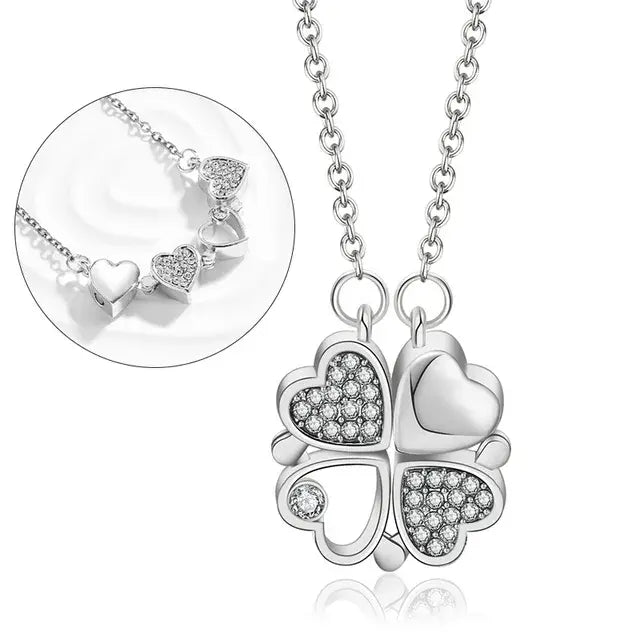316l Edelstahl Liebe Magnetische Anhänger Halskette Für Frauen Klee Halskette Herzförmige Klee Halskette Anhänger Schmuck Geschenk