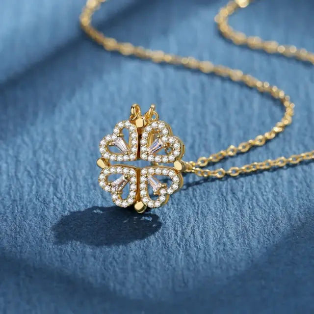 316l Edelstahl Liebe Magnetische Anhänger Halskette Für Frauen Klee Halskette Herzförmige Klee Halskette Anhänger Schmuck Geschenk