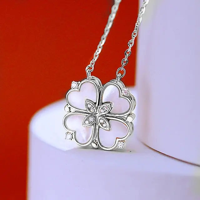 316l Edelstahl Liebe Magnetische Anhänger Halskette Für Frauen Klee Halskette Herzförmige Klee Halskette Anhänger Schmuck Geschenk
