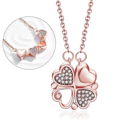 316l Roestvrij Staal Liefde Magnetische Hanger Ketting Voor Vrouwen Klaver Ketting Hartvormige Klaver Ketting Hanger Sieraden Cadeau