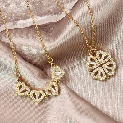 316l Roestvrij Staal Liefde Magnetische Hanger Ketting Voor Vrouwen Klaver Ketting Hartvormige Klaver Ketting Hanger Sieraden Cadeau
