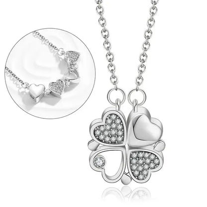 316l Roestvrij Staal Liefde Magnetische Hanger Ketting Voor Vrouwen Klaver Ketting Hartvormige Klaver Ketting Hanger Sieraden Cadeau